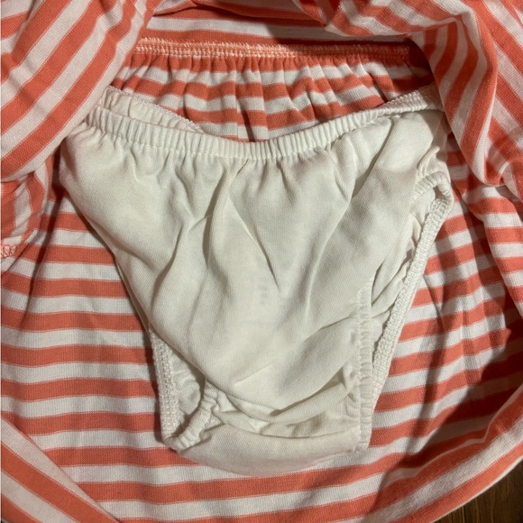 Cat & Jack Baby Girls Short Sleeve Striped Dress Set - Dark Peach Stripe 18M - Picture 2 of 2